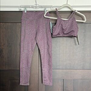 Z by Zella Leggings Medium and Sports Bra Large Gray Purple Animal Print Set